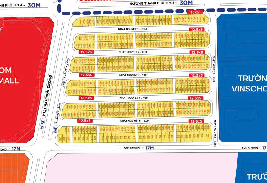 Cần tiền bán gấp liền kề xẻ khe Cát Tường - DT: 62.5m2 đường NN4-13m Tây Bắc Vinhomes Global Gate Cổ Loa